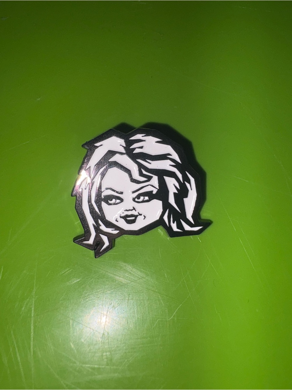 Black & White Cartoon Face Enamel Pin